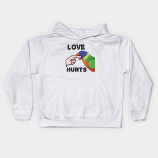 Love Hurts - Rainbow Lorikeet Parrot Kids Hoodie